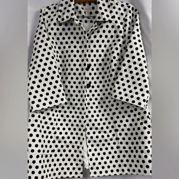 Chico's Black and White Polka Dot Button Down Shirt - Picture 2 of 7